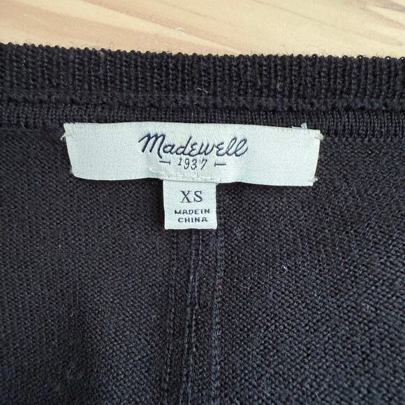 Madewell‎ Black Rowhouse Merino Wool Sweater, Size XS - Picture 4 of 13